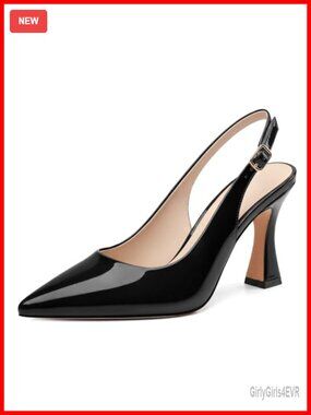 Slingback Pointy Toe Stiletto Heels Patent Adjustable Strap Dress Party Shoes